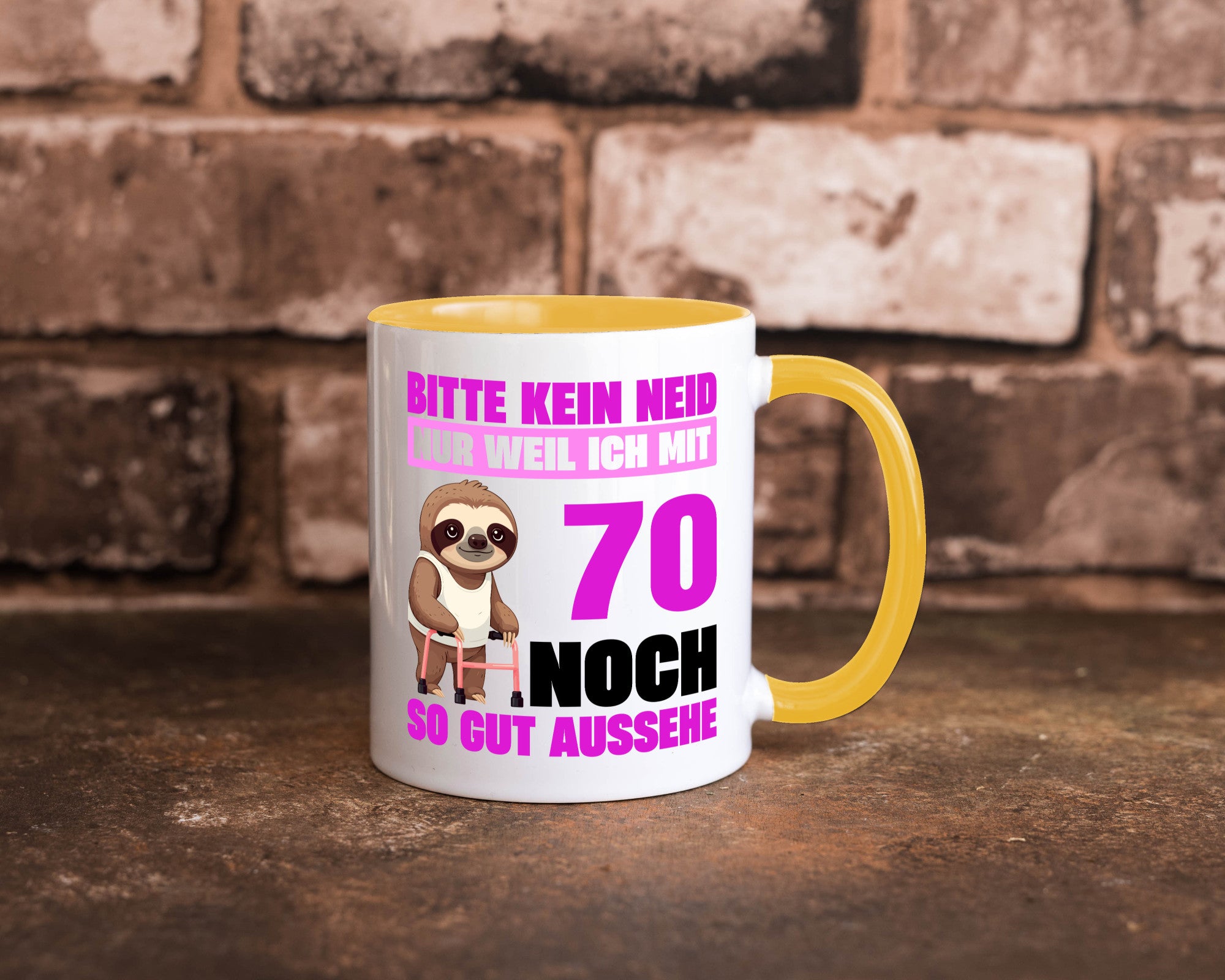 70. Geburtstag | Bitte kein neid Faultier 70 Jahre v2 Humor Geschenkidee Tasse