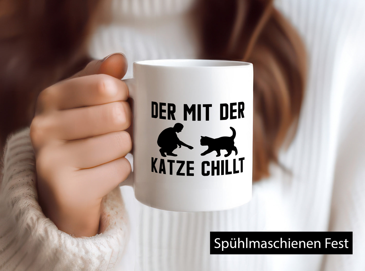 Mit der Katze | Chillen Katzenliebhaber Tierfreund lustiger Spruch Geschenk