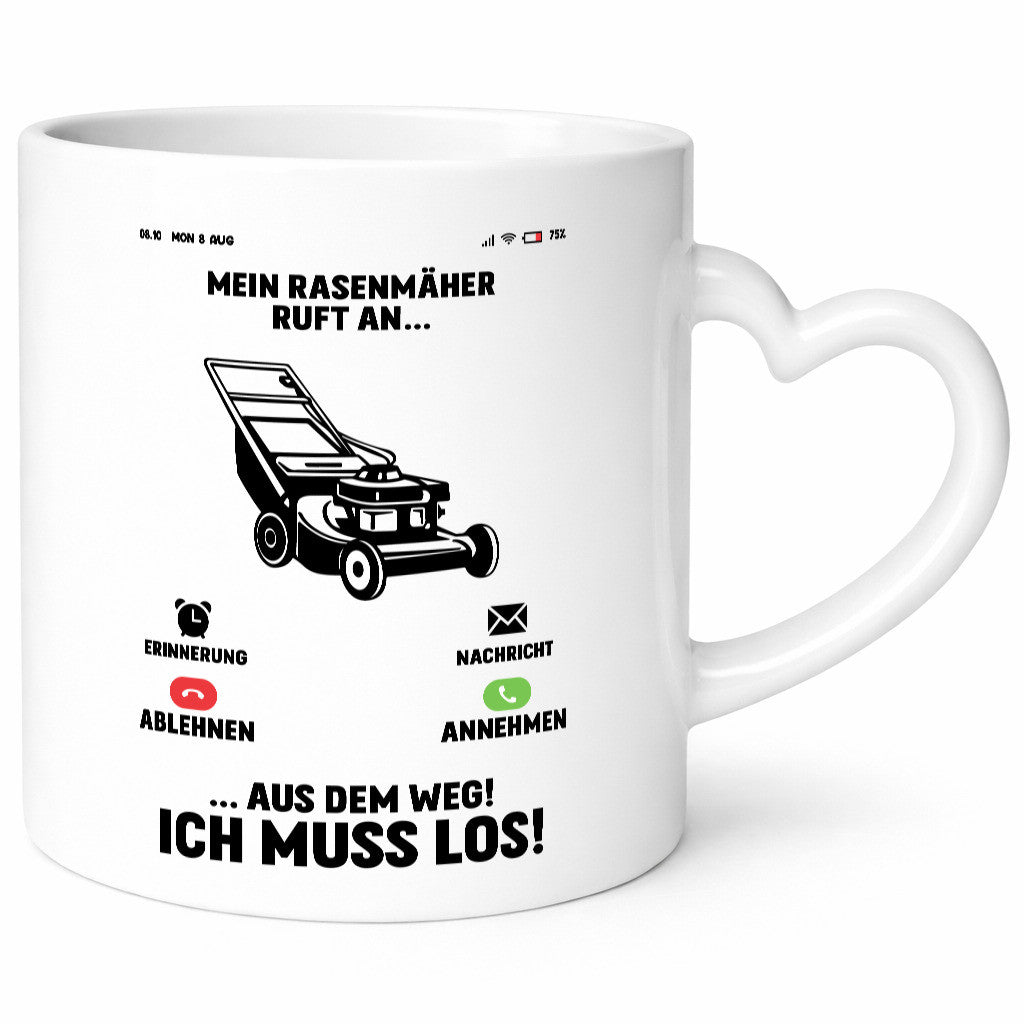 Mein Rasenmäher ruft an | hobbygärtner Gärtner Rasen v2 Humor Geschenkidee Tasse
