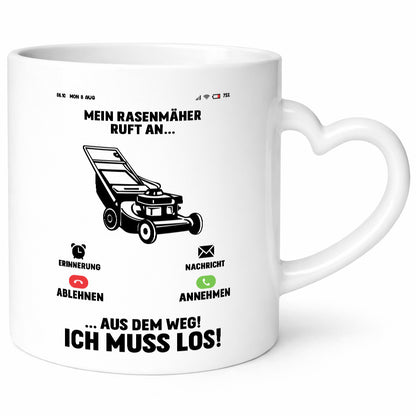 Mein Rasenmäher ruft an | hobbygärtner Gärtner Rasen v2 Humor Geschenkidee Tasse