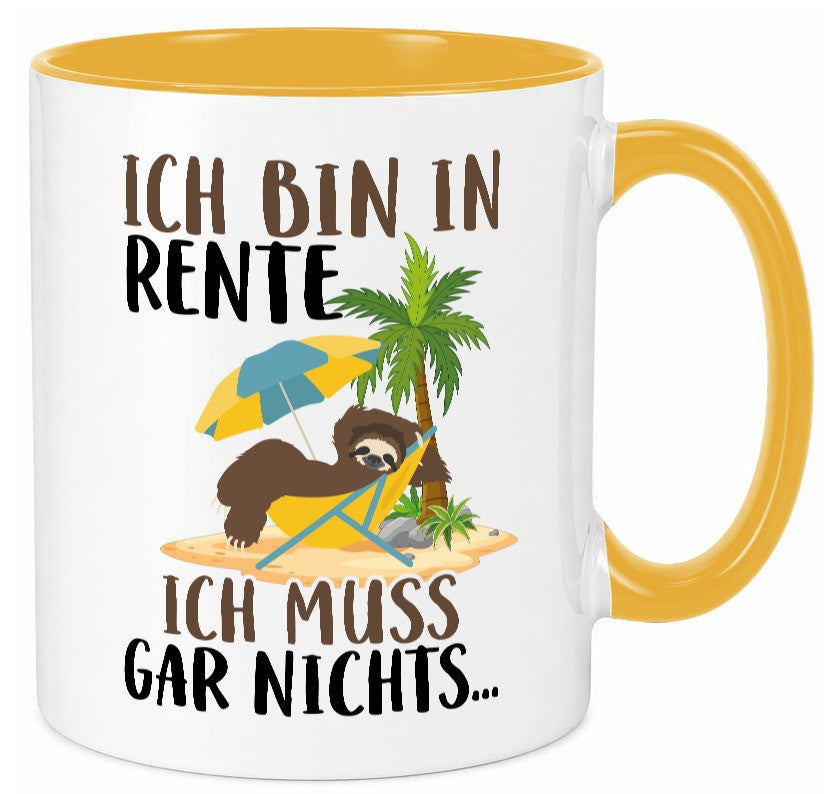 Ich bin in Rente | Faultier Rentner Ruhestand Geschenk Jubiläum lustiger Spruch Tasse