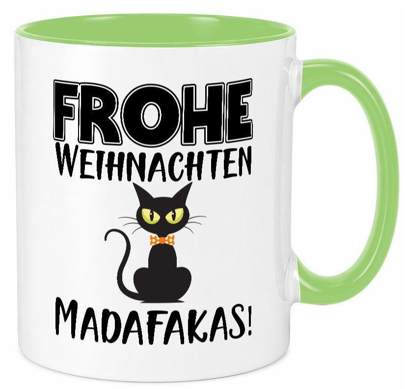 Frohe Weihnachten Madafakas! | Katze Tasse Vintage lustiger Spruch Geschenk