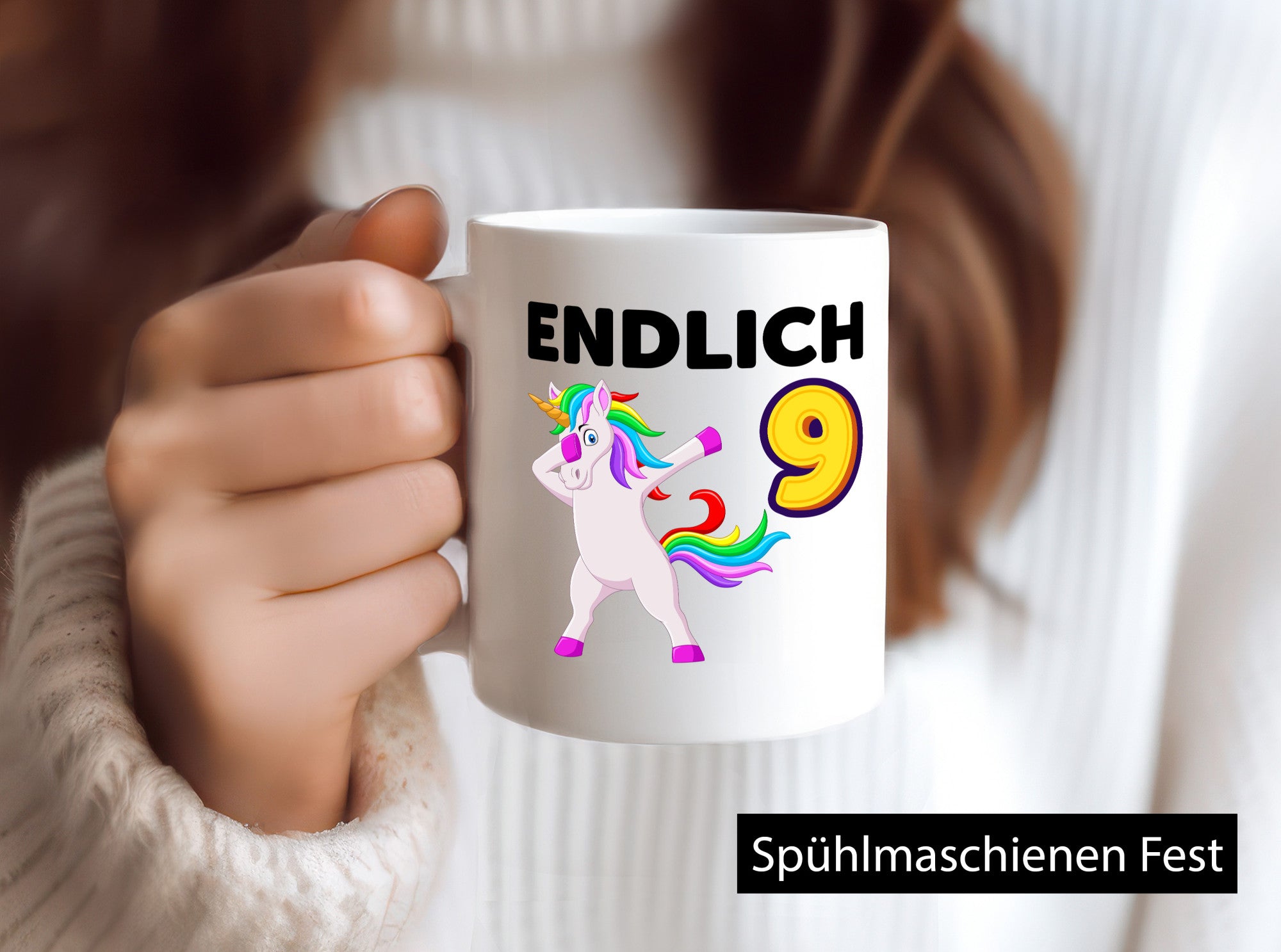 9. Geburtstag | endlich 9 Jahre Einhorn Mädchen Geschenkidee Humor Tasse