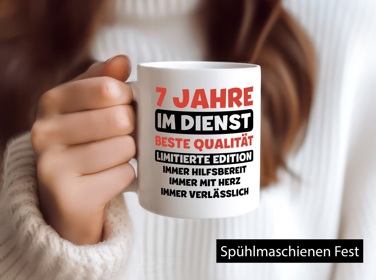 7 Jahre im Dienst | Jubiläum Arbeit v3 Geschenkidee Kollegen Büro Humor Tasse