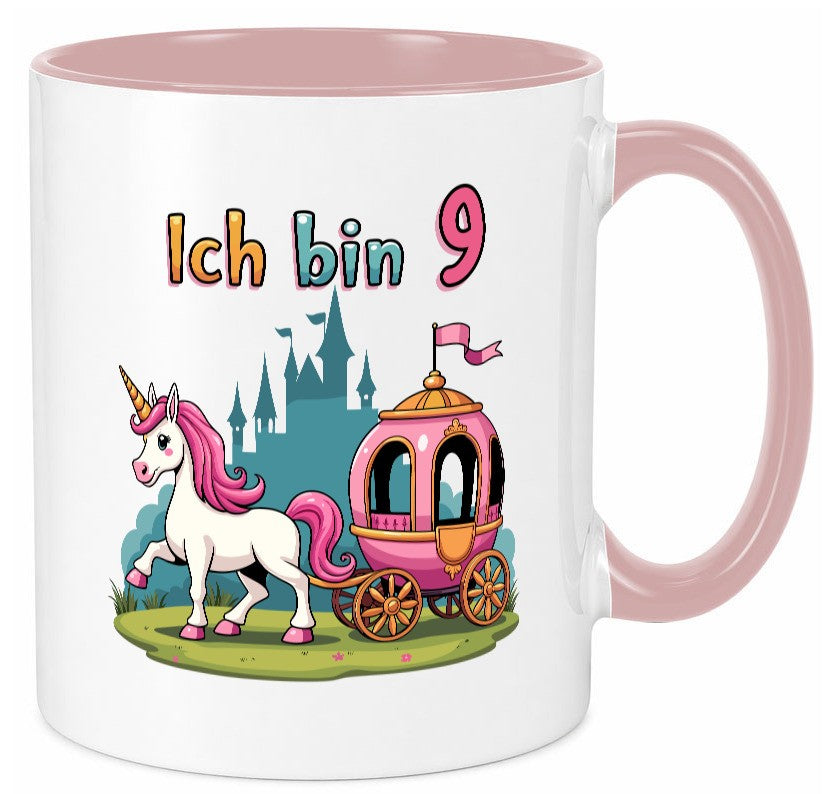9. Geburtstag | Prinzessin in Kutsche Einhorn Geschenkidee Humor Tasse
