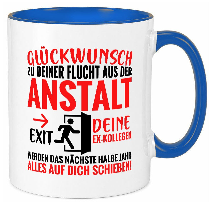 Glückwunsch zur Flucht | Abschied Arbeitskollegen Humor Arbeit Kollegen Büro Tasse