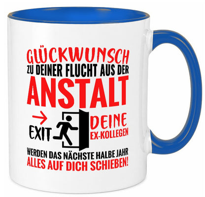 Glückwunsch zur Flucht | Abschied Arbeitskollegen Humor Arbeit Kollegen Büro Tasse