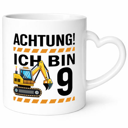 9 Geburtstag Ich bin | Bagger Junge lustiger Spruch Geschenk Geschenkidee Tasse