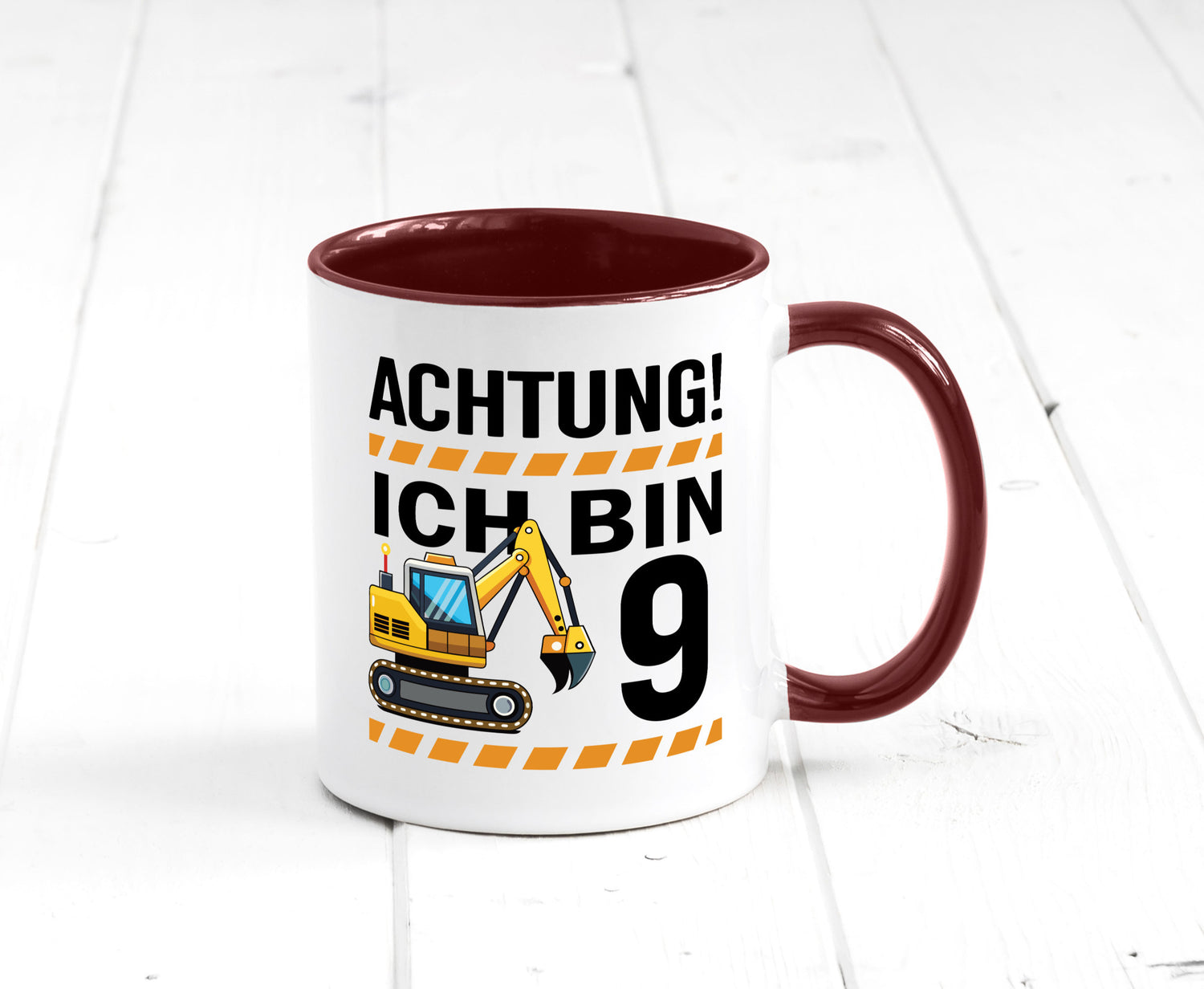 9 Geburtstag Ich bin | Bagger Junge lustiger Spruch Geschenk Geschenkidee Tasse