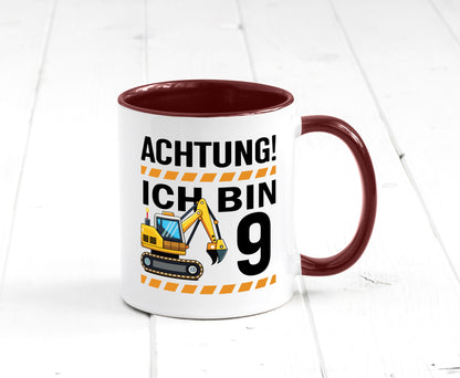 9 Geburtstag Ich bin | Bagger Junge lustiger Spruch Geschenk Geschenkidee Tasse