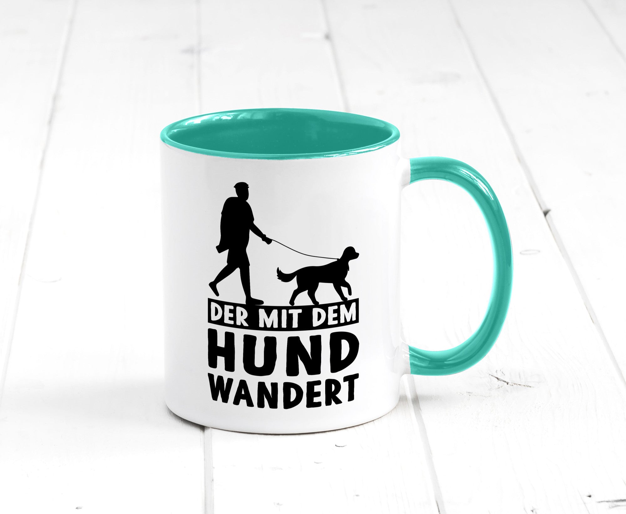 Der mit dem Hund wandert | Mensch Geschenkidee Tierliebhaber Humor Tasse