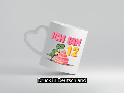 12 Geburtstag | Jahre Dinosaurier mit Kuchen Geschenkidee Humor Tasse