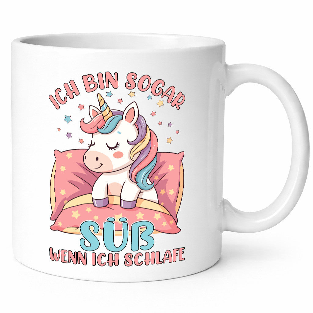 Bin süß wenn ich schlafe | Einhorn v2 Humor Geschenkidee Tasse