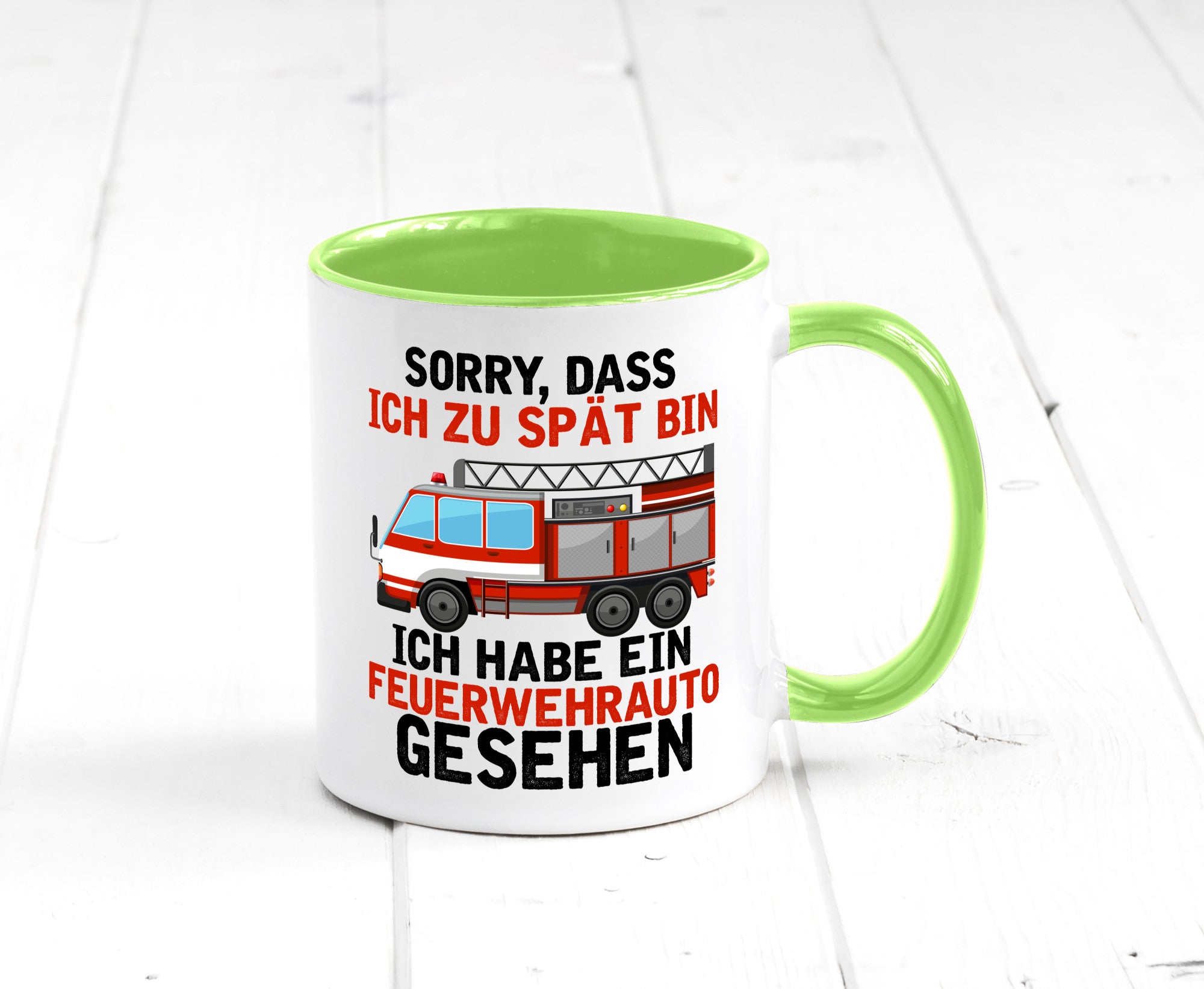 Ich hab ein feuerwehrauto gesehen | lustig Humor Geschenkidee Geschenk Tasse