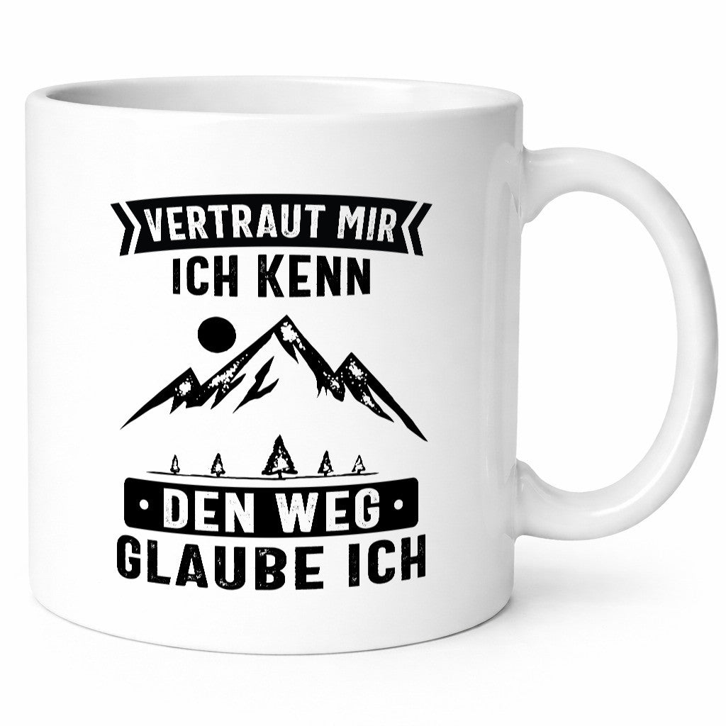 Vertraut mir, kenn den Weg | Berge Mond Bäume Humor Geschenkidee Tasse