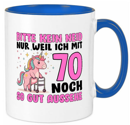70. Geburtstag | 70 Jahre Mit noch so gut aussehen lustig Geschenkidee Geschenk Tasse
