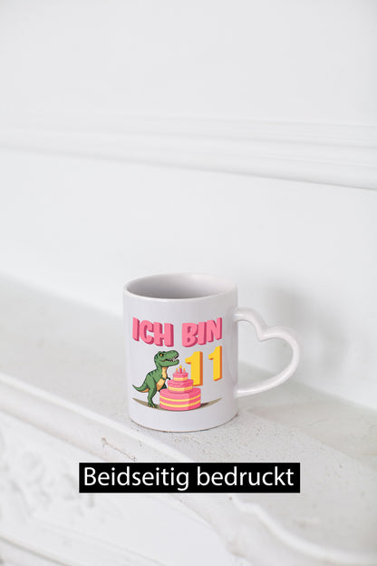 11 Geburtstag | Jahre Dinosaurier mit Kuchen Geschenkidee Humor Tasse
