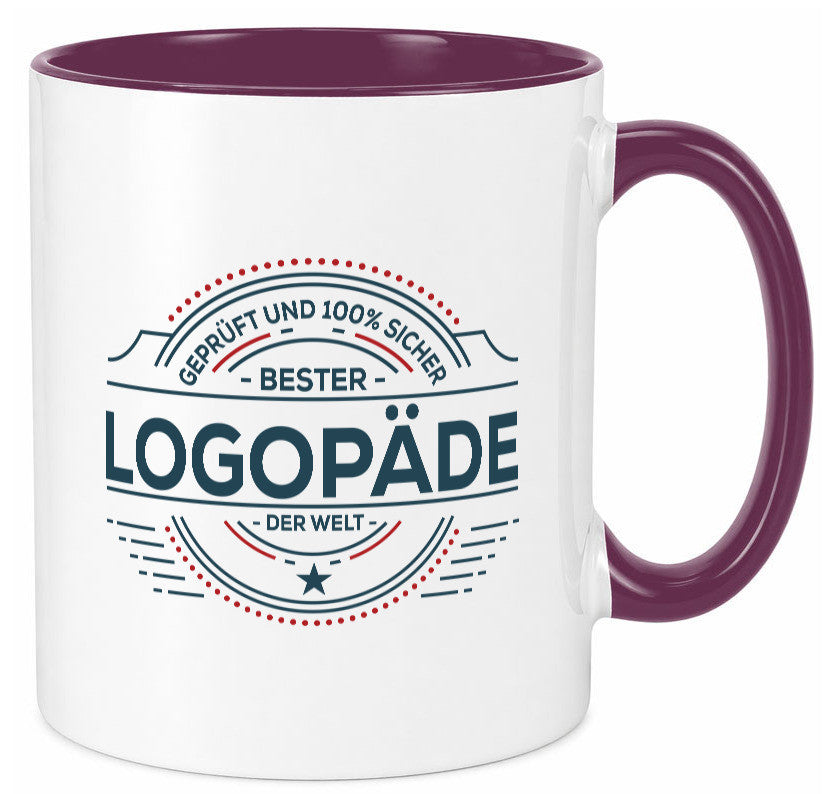 Geprüft und sicher: Logopäde | Sprachtherapie Geschenkidee Humor Tasse