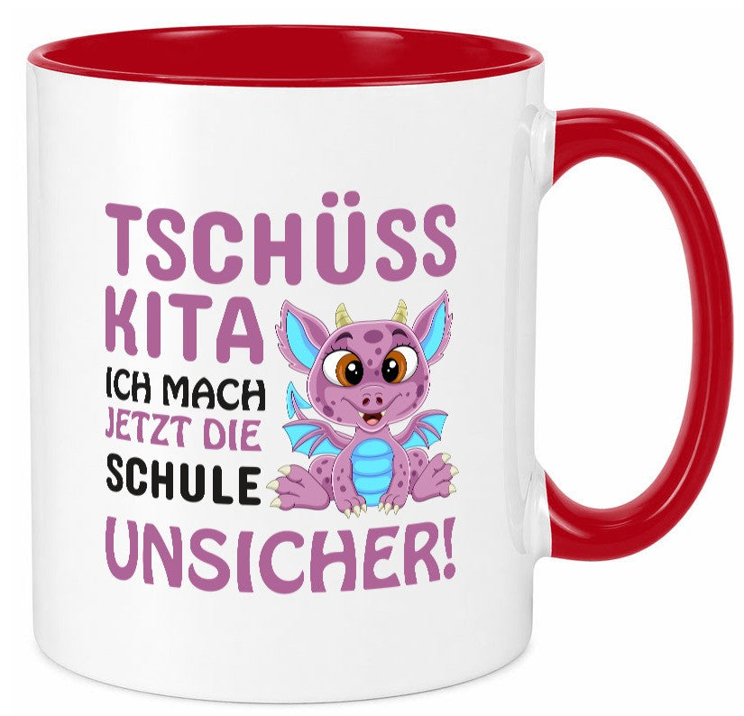 Tschüss Kita | Einschulung süßer Drachen Schulstart lustiger Spruch Geschenk Tasse