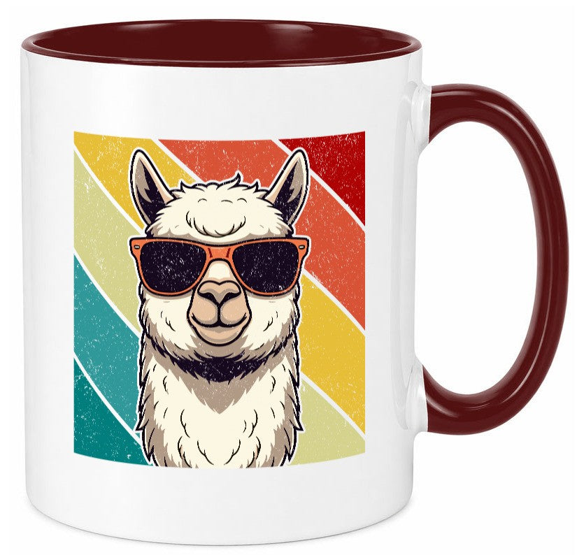 Lama | Retro Alpaka mit Sonnenbrille Geschenk Humor Geschenkidee lustiger Tasse