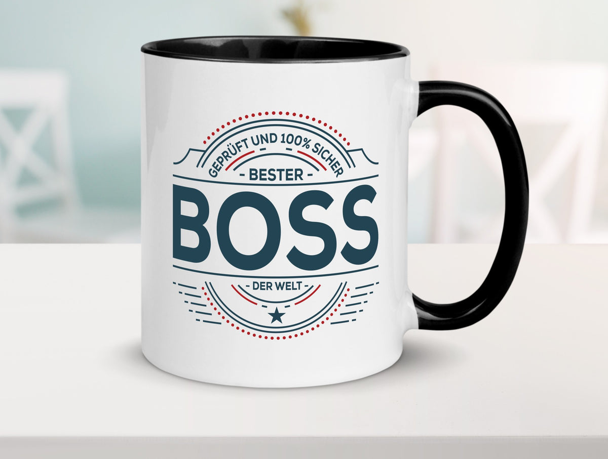 Geprüft und sicher: Boss | Führungskraft Vorgesetzter lustiger Spruch Geschenk Tasse