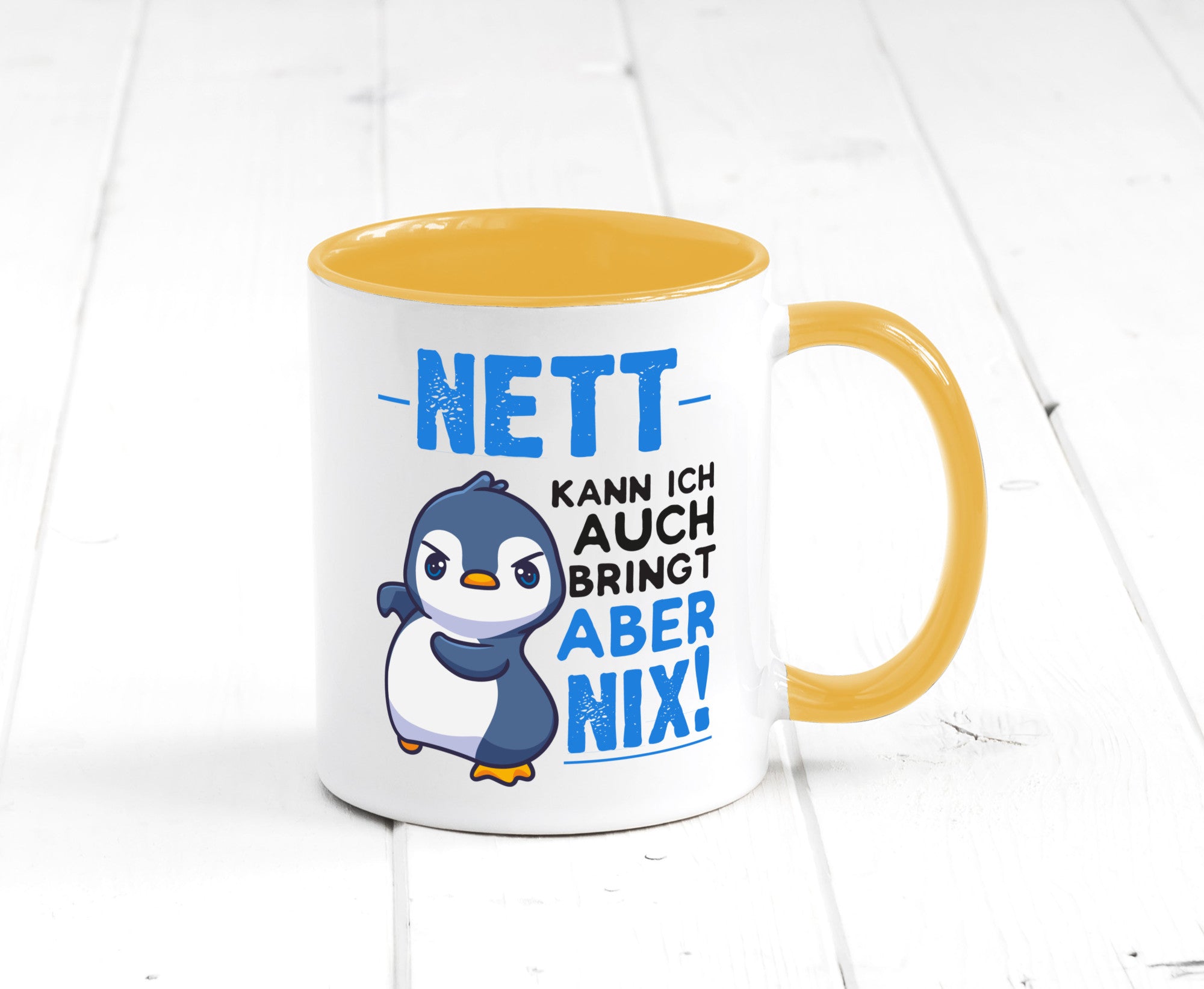 Nett kann ich auch | lustige Spruchtasse Pinguin Geschenk Humor Geschenkidee