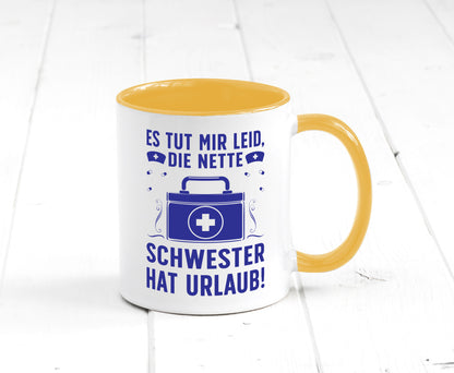 Nette Schwester hat Urlaub | Arztkoffer Tabletten lustiger Spruch Geschenk
