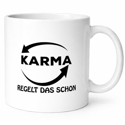 Karma regelt das lustig Humor Geschenkidee Geschenk Tasse