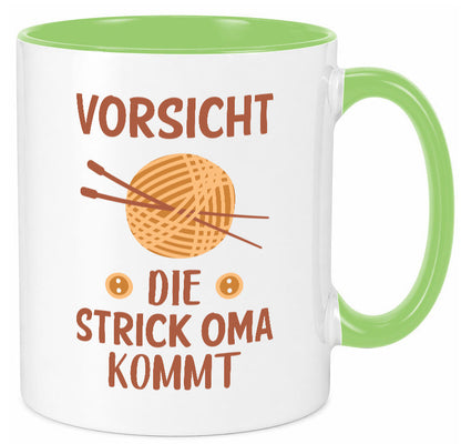 Vorsicht, Strickoma kommt | Wolle Stricknadeln Humor Familie Geschenkidee Tasse