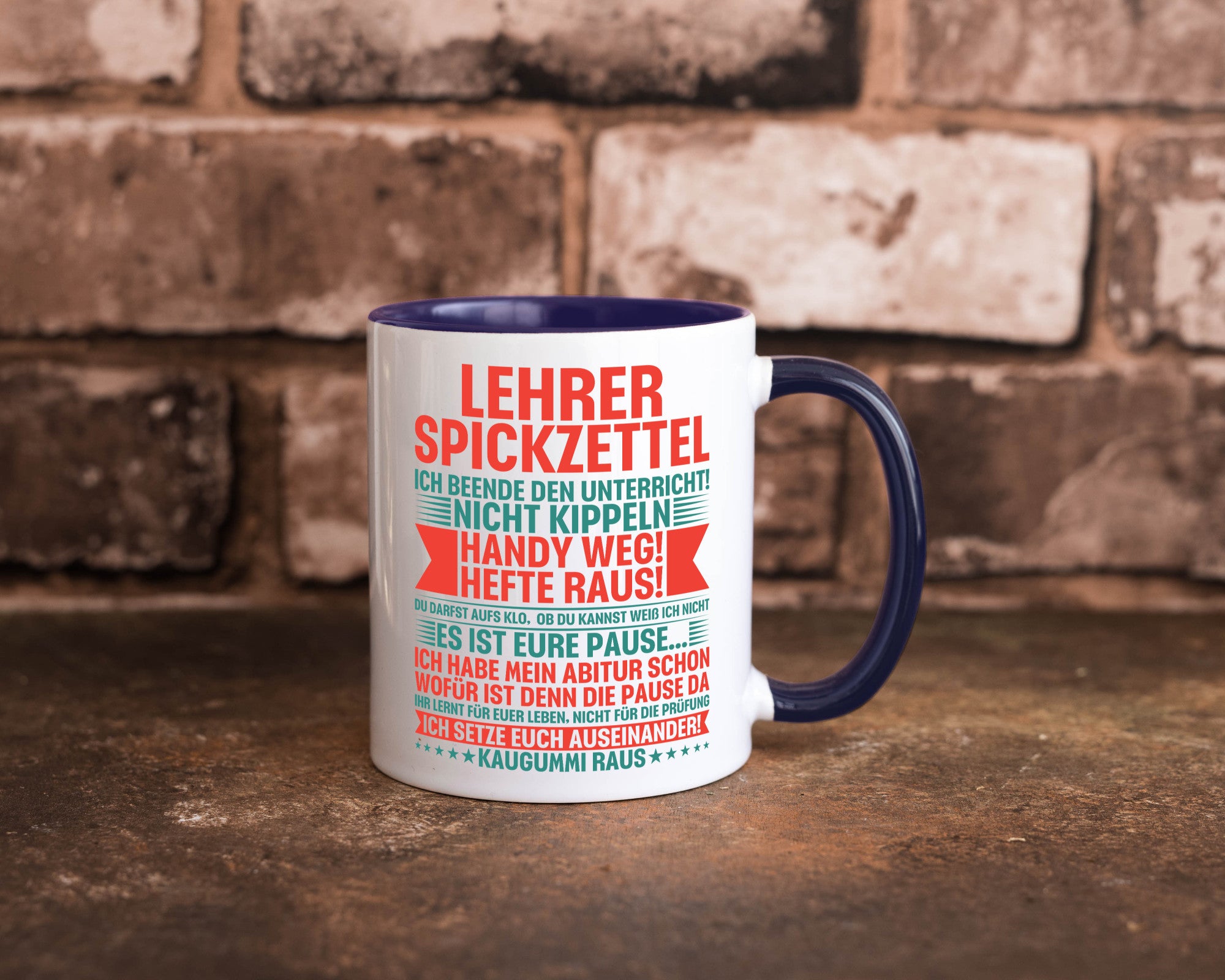 Lehrer Spickzettel | Beruf Tasse lustiger Spruch vl4 lustig Arbeit Kollegen