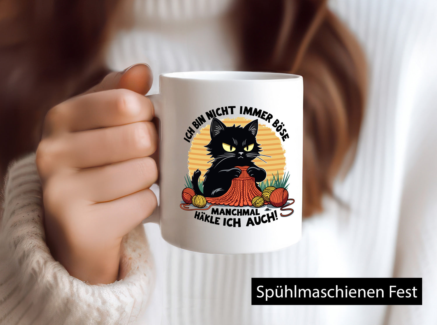 Manchmal Häkle ich auch | Schwarze Katze Häkeln lustig Tierliebhaber Humor