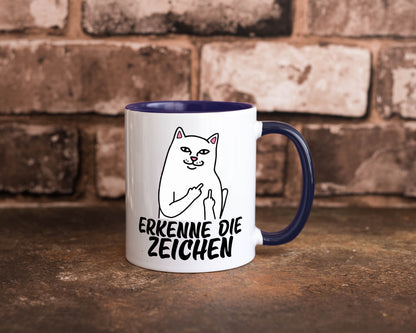 Erkenne die Zeichen | Katze Schatten Mittelfinger Geschenk Tierliebhaber Humor