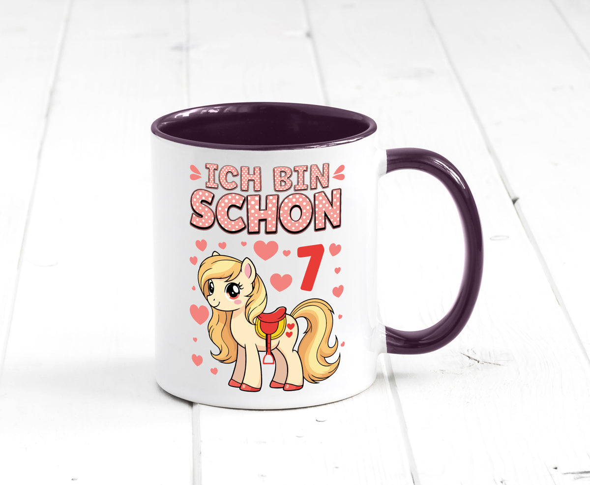 7. Geburtstag | 7 Jahre Mädchen Reiten Pony lustiger Spruch Geschenk Tasse