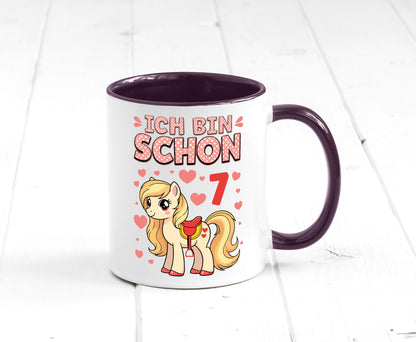 7. Geburtstag | 7 Jahre Mädchen Reiten Pony lustiger Spruch Geschenk Tasse
