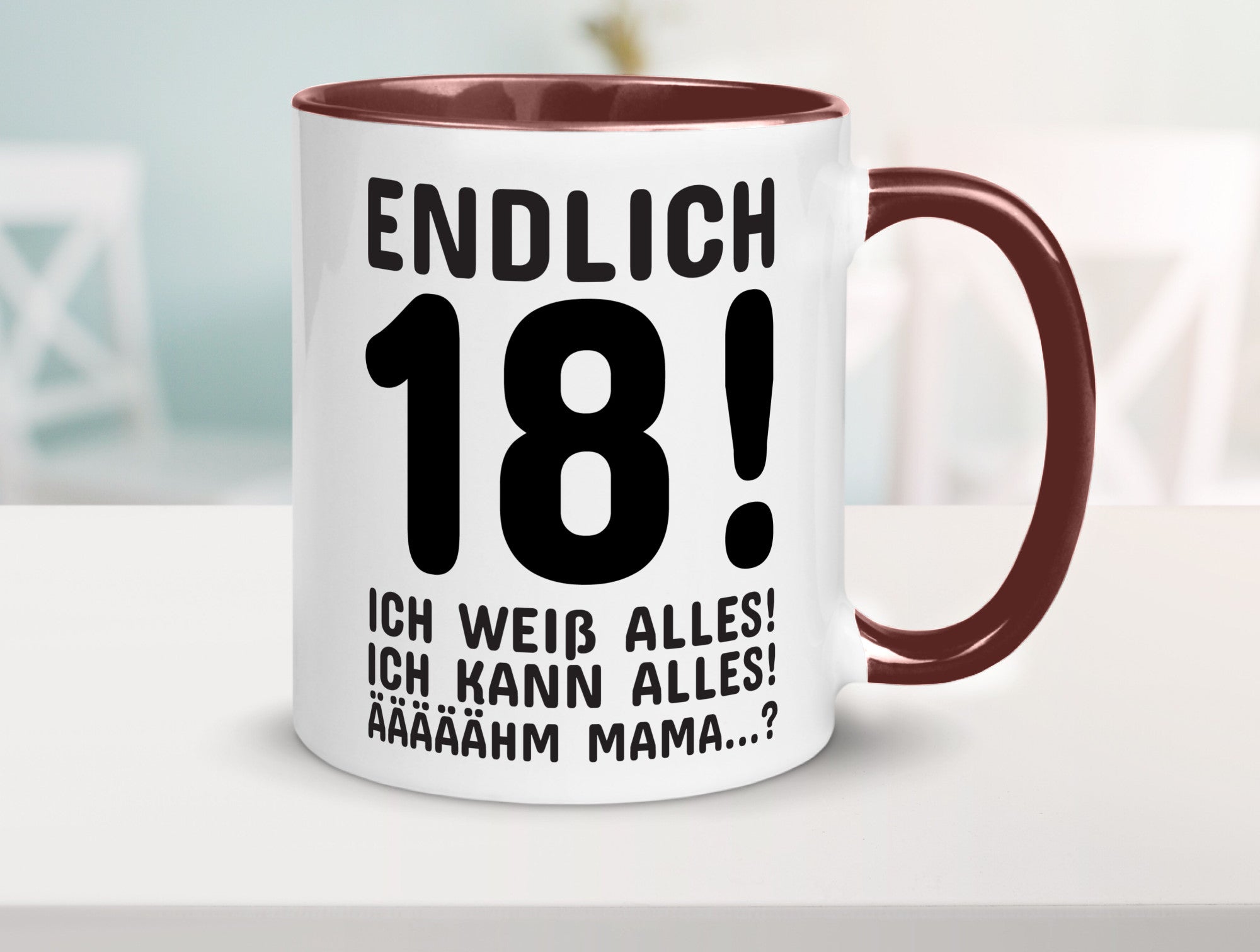 Endlich 18 | Geburtstag Tasse volljährig Erwachsen lustig Geschenkidee Geschenk