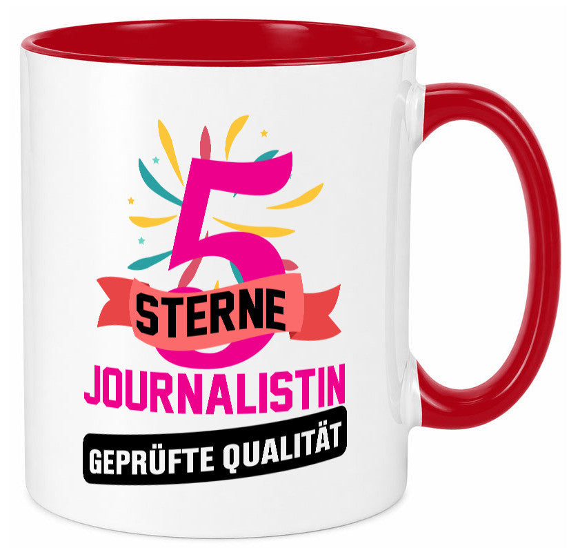 5 Sterne Journalist geprüfte Qualität Humor Geschenkidee Tasse