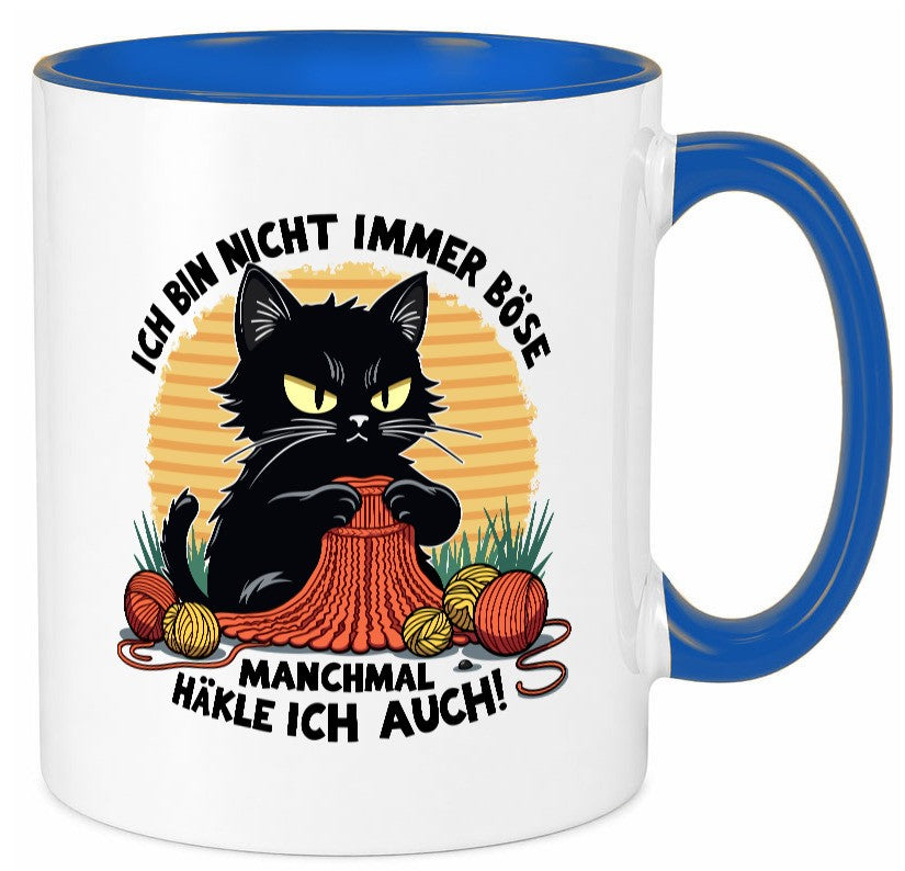 Manchmal Häkle ich auch | Schwarze Katze Häkeln lustig Tierliebhaber Humor Tasse