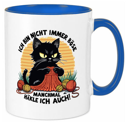 Manchmal Häkle ich auch | Schwarze Katze Häkeln lustig Tierliebhaber Humor Tasse
