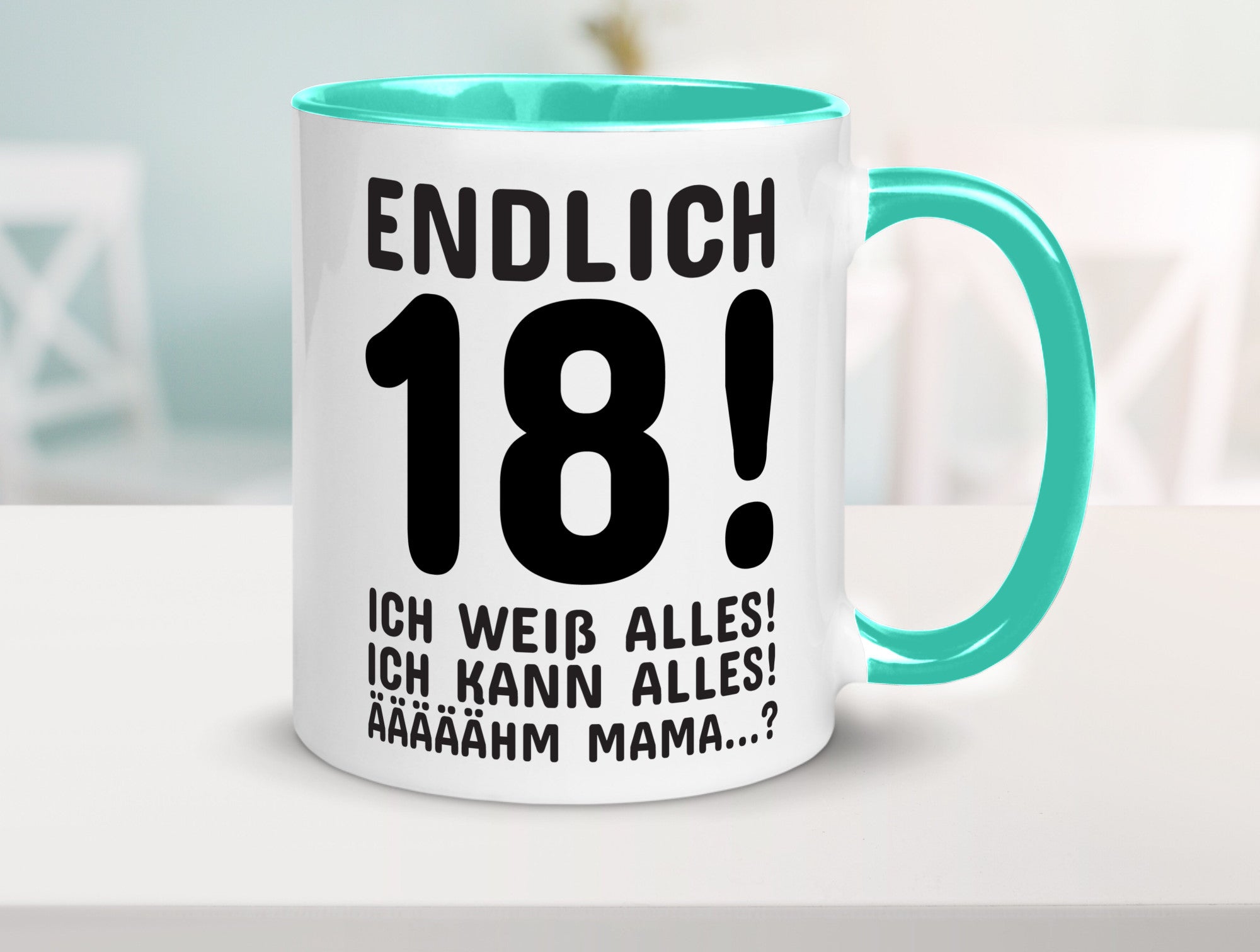 Endlich 18 | Geburtstag Tasse volljährig Erwachsen lustig Geschenkidee Geschenk