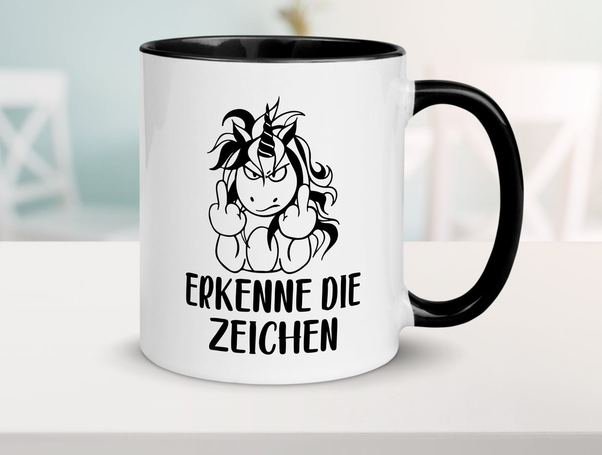 Erkenne die Zeichen | Stinkefinger Humor Geschenkidee Tasse