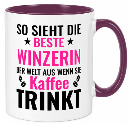 Kaffee trinkt: Winzerin | Weinbauer Wein lustig Humor Geschenkidee Geschenk Tasse