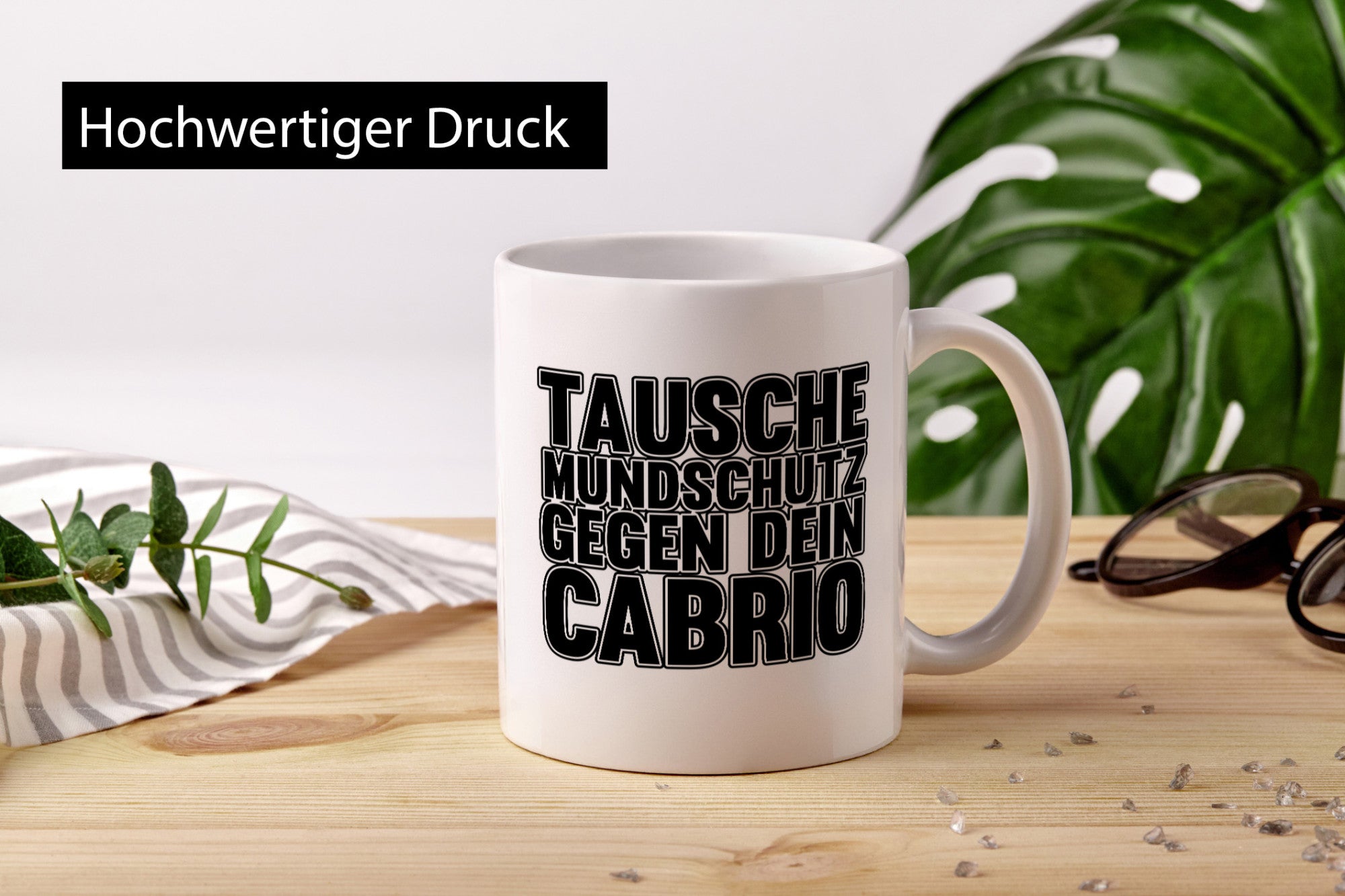 Tausche Mundschutz gegen Cabrio| | Cabrio Geschenkidee Humor Tasse
