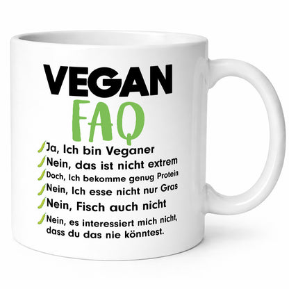Vegan FAQ | Veganer Lifestyle Ich liebe Humor Geschenkidee Tasse