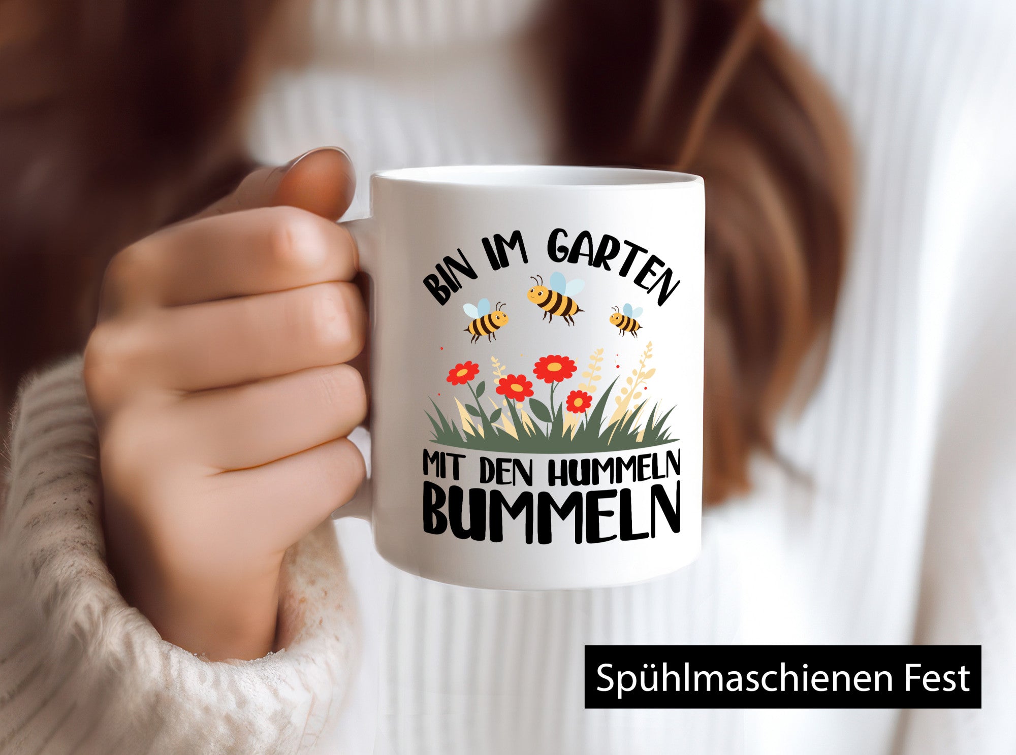 bin im Garten mit den Hummeln Bummeln | Humor Geschenkidee Tasse