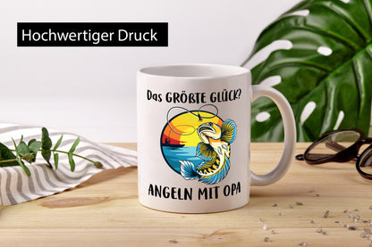 Das größte Glück angeln mit Opa | Angler Geschenkidee Familie Humor Tasse