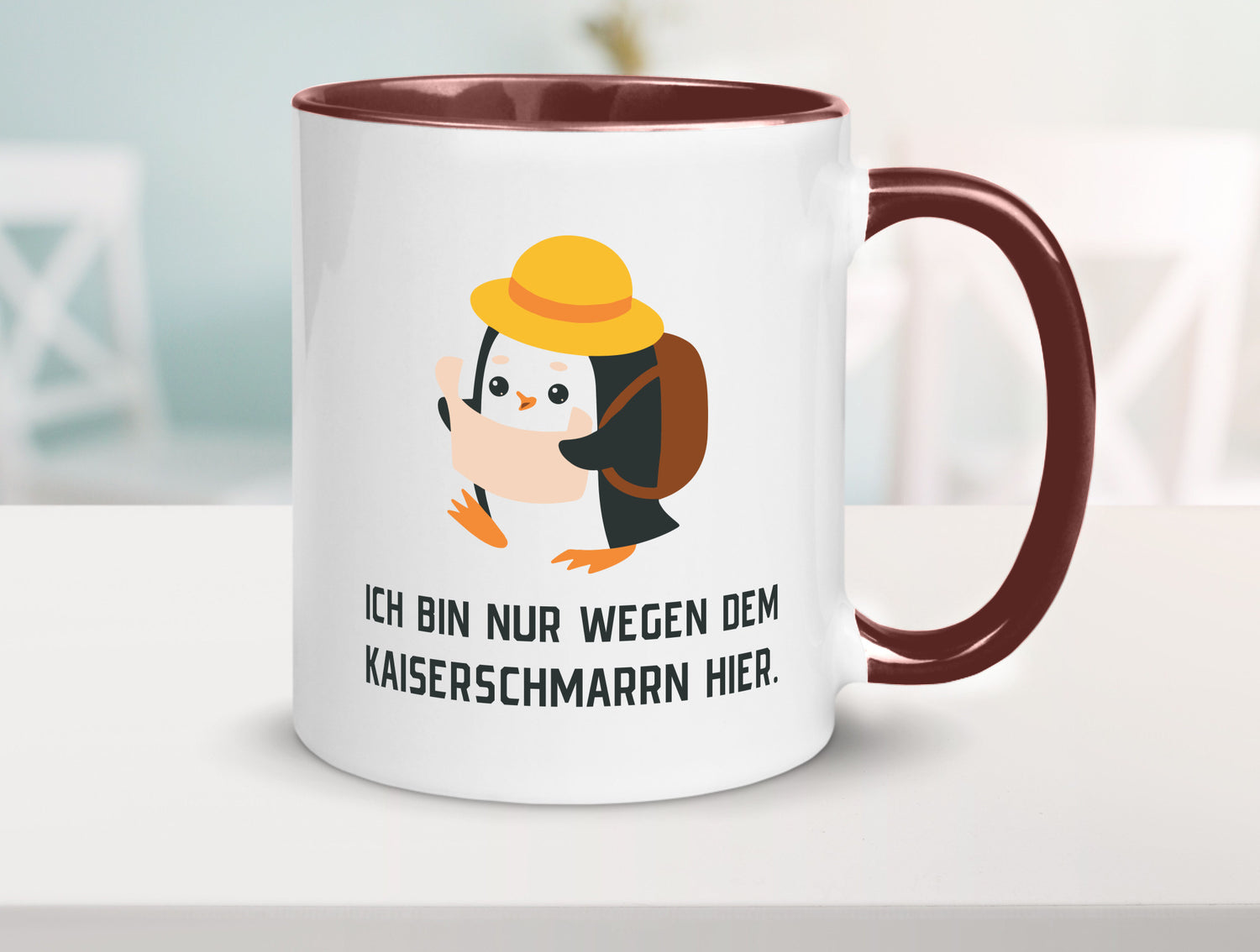 Ich bin nur wegen dem Kaiserschmarrn hier | Pinguin Geschenkidee Humor Tasse