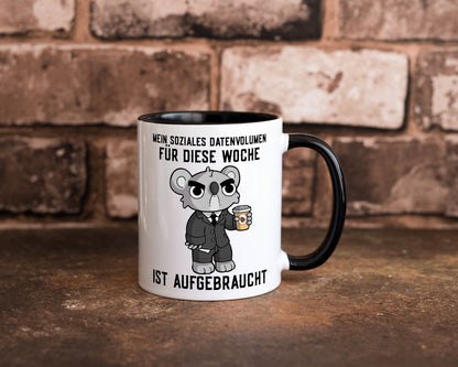 Soziales Datenvolumen | wütender Bär Einzelgänger Nerd Geschenkidee Humor Tasse