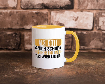 Als Gott mich Schuf Grinste er lustiger Spruch Geschenk Humor Geschenkidee Tasse