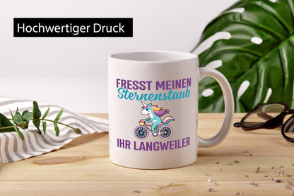 Fresst meinen Sternenstaub | Einhorn Fahrendes v2 Humor Geschenkidee Tasse