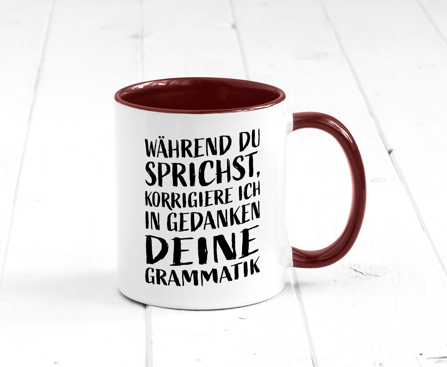 Während du sprichst, Grammatik korrigieren lustiger Spruch Geschenk Humor